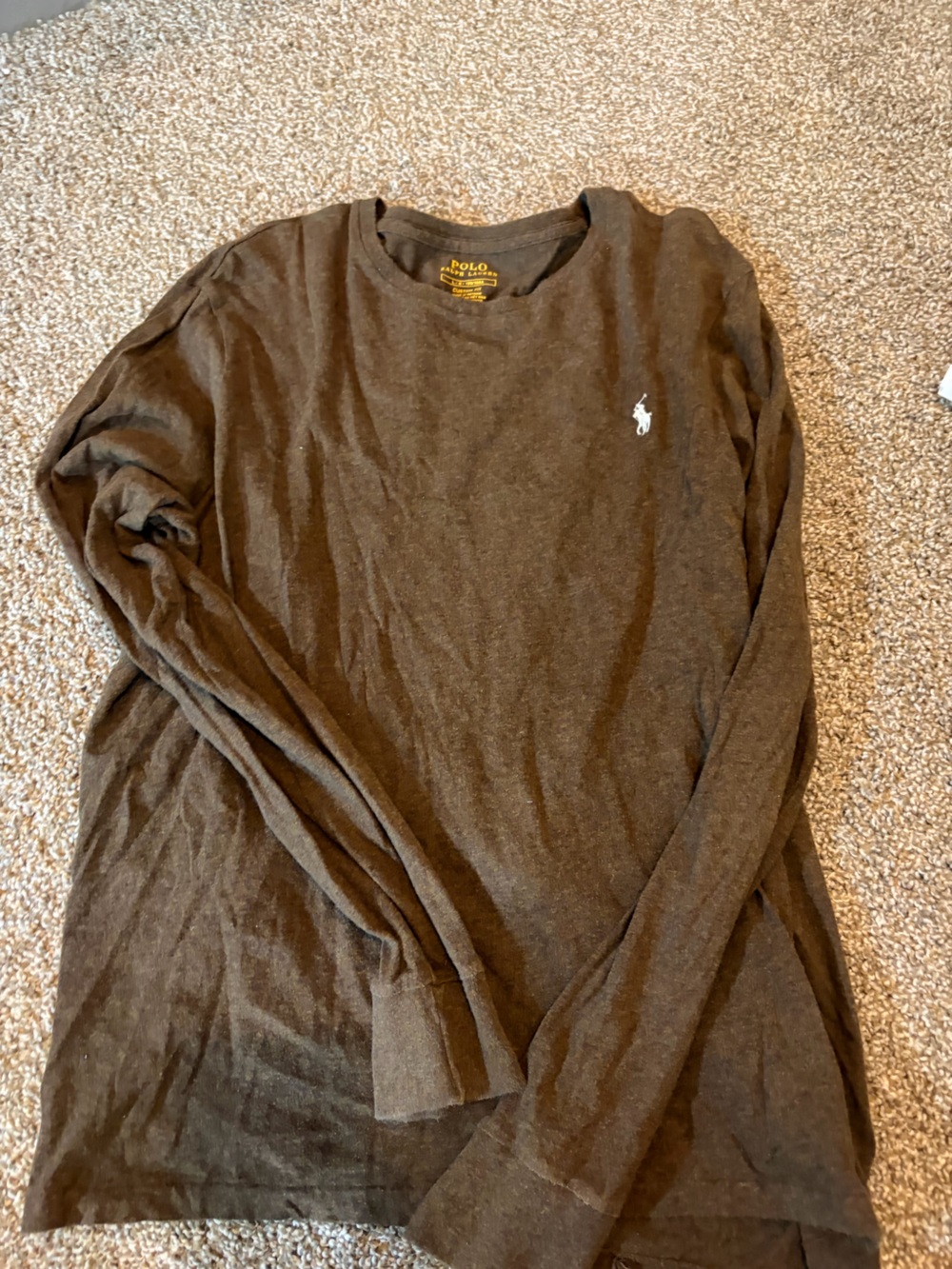 Polo by Ralph Lauren Long Sleeve Tee in Dark Brown with White Logo